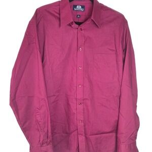 Stafford Fuschia Broadcloth Dress Shirt Long Sleeve‎ Button Up Business 16 34 35